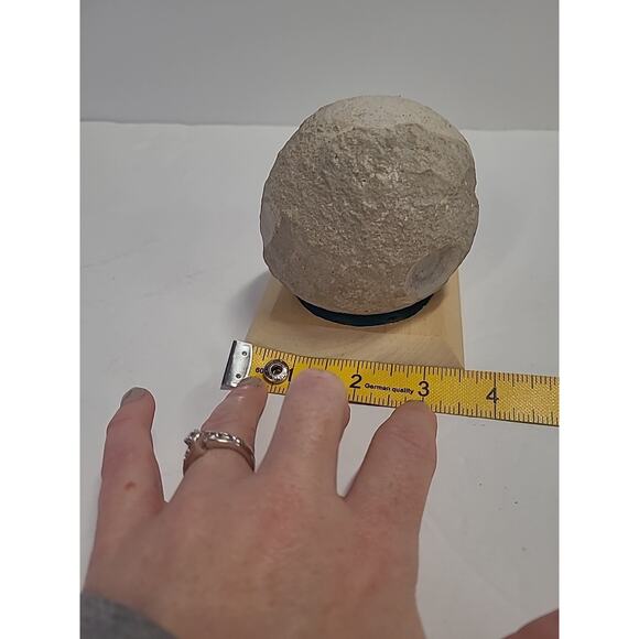 Owl Figurine Stone Primitive on Wooden Base Table Top Statue Gray - Picture 4 of 9